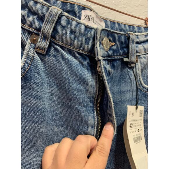 Zara Distressed High Waisted Mom Jeans Size 10 NEW - Picture 5 of 6